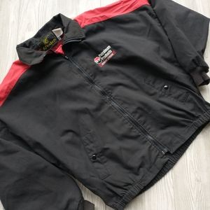 Vintage K Products Co-op Black Red Jacket XL Zip Zipper Pockets USA
